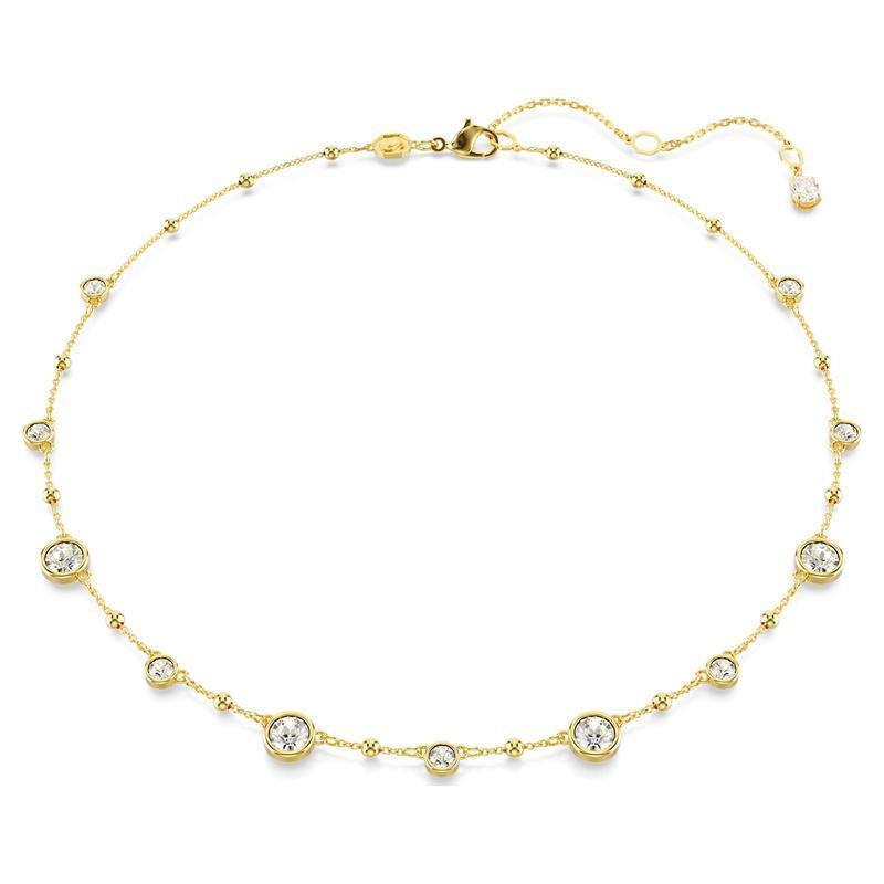 Swarovski Imber Round Cut Scattered Design White 18K Gold Finish Necklace