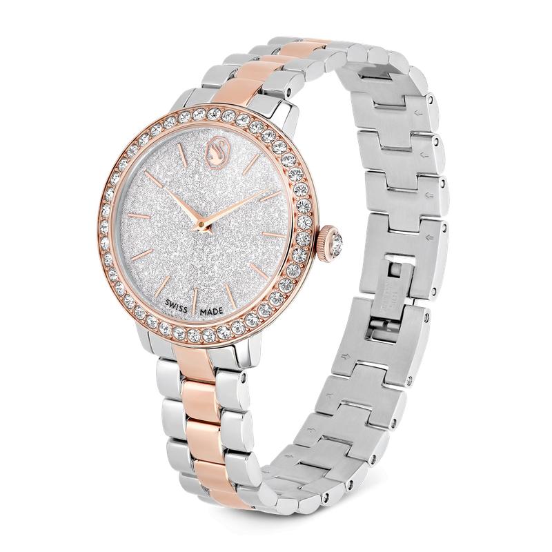 Swarovski Matrix 3-Link Swiss Made Rose Gold Tone Watch