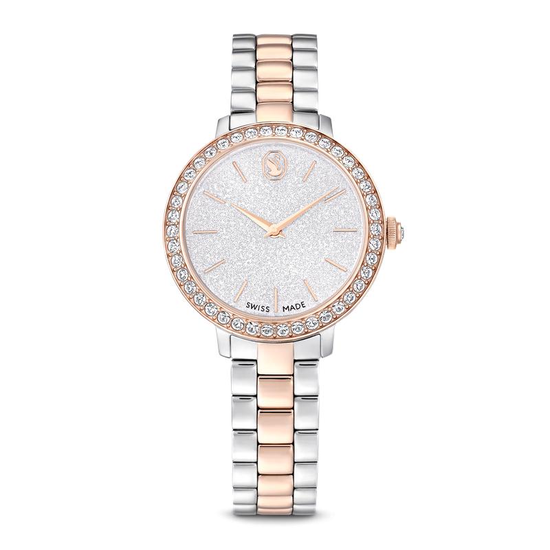 Swarovski Matrix 3-Link Swiss Made Rose Gold Tone Watch