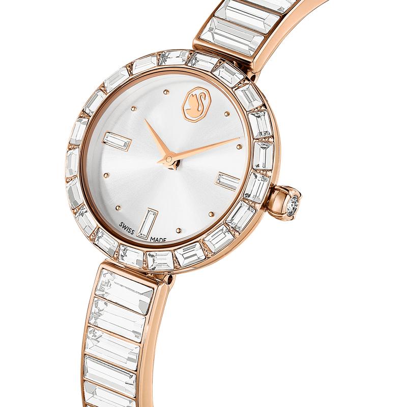 Swarovski Matrix Bangle Swiss Made White Rose Gold Watch