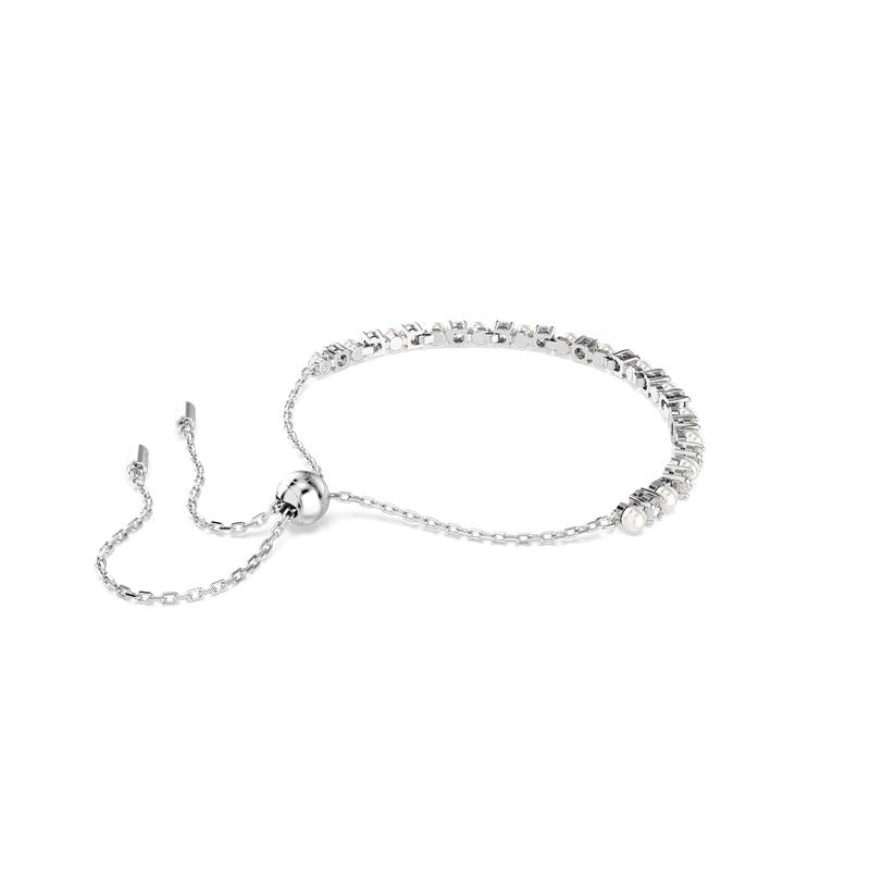Swarovski Matrix Crystal Pearl Round Cut White Rhodium Plated Bracelet