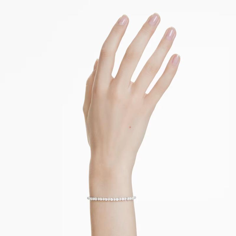 Swarovski Matrix Crystal Pearl Round Cut White Rhodium Plated Bracelet