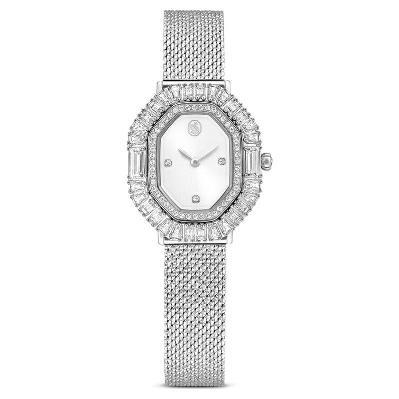 Swarovski Matrix Metal Bracelet Silver Tone Stainless Steel Octagon Watch
