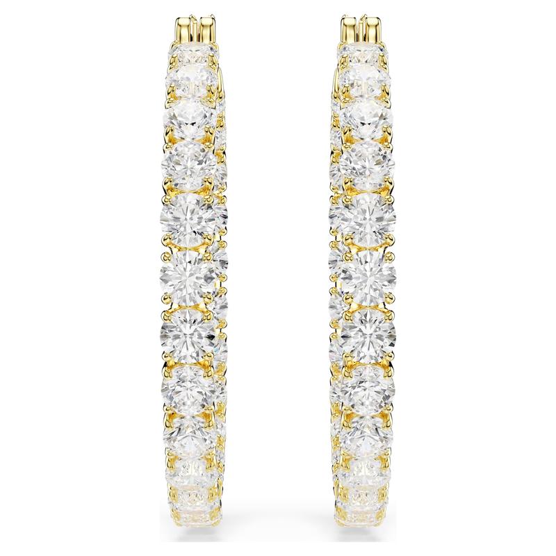 Swarovski Matrix Round Cut White Hoop Earrings