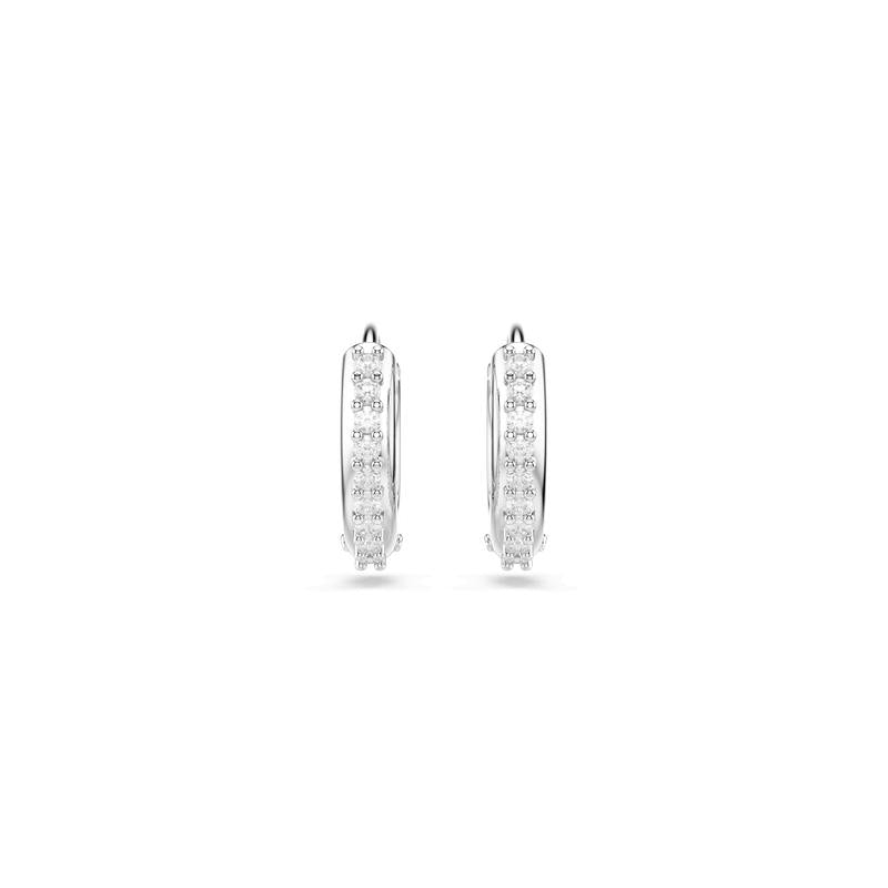 Swarovski Matrix Round Cut White Rhodium Plated Hoop Earrings