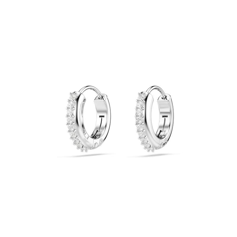 Swarovski Matrix Round Cut White Rhodium Plated Hoop Earrings