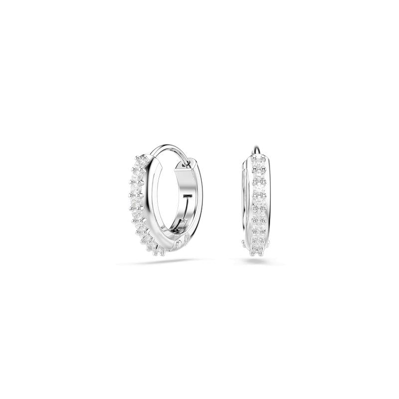 Swarovski Matrix Round Cut White Rhodium Plated Hoop Earrings