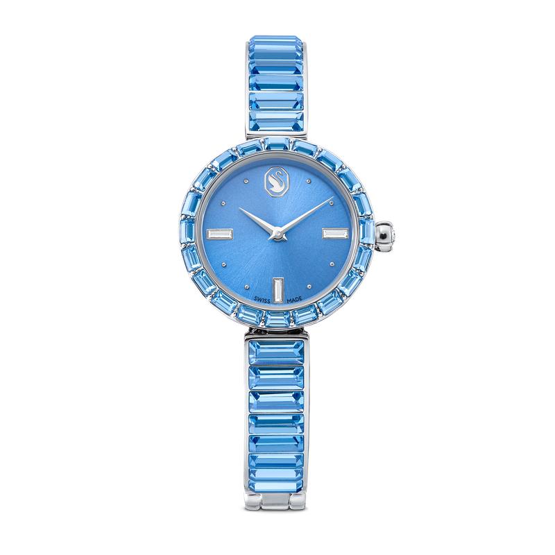 Swarovski Matrix Swiss Made Bangle Blue Stainless-Steel Watch