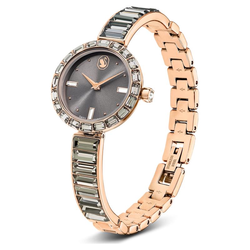 Swarovski Matrix Swiss Made Gray Rose Gold-Tone Finish Bangle Watch