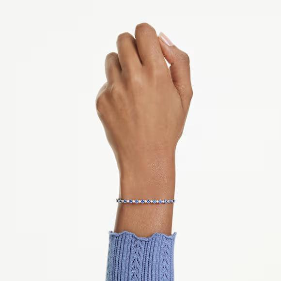 Swarovski Matrix Tennis Mixed Round Cuts Blue Rhodium Plated Bracelet