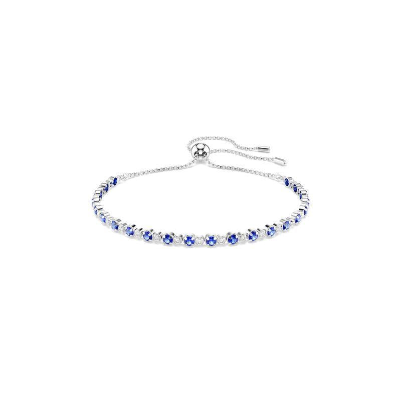 Swarovski Matrix Tennis Mixed Round Cuts Blue Rhodium Plated Bracelet