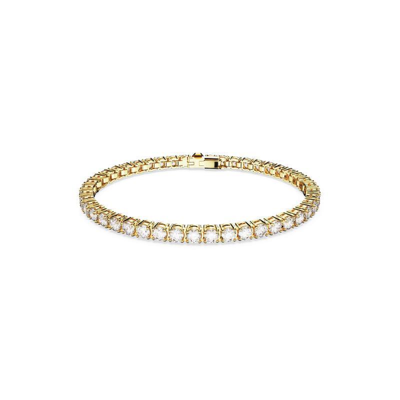Swarovski Matrix Tennis Bracelet Round Cut White Gold-Tone Plated