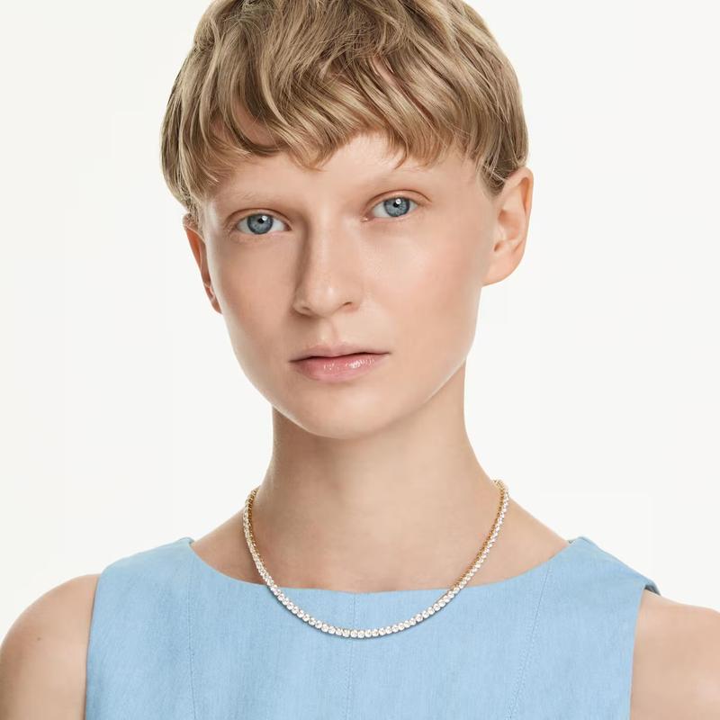 Swarovski Matrix Tennis Round Cut White Gold-Plated Necklace