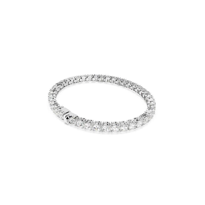 Swarovski Matrix Tennis Round Cut White Rhodium Plated Bracelet