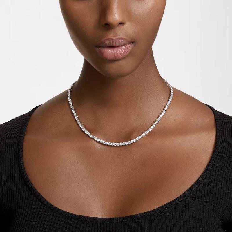 Swarovski Matrix Tennis Round Cut White Rhodium Plated Necklace