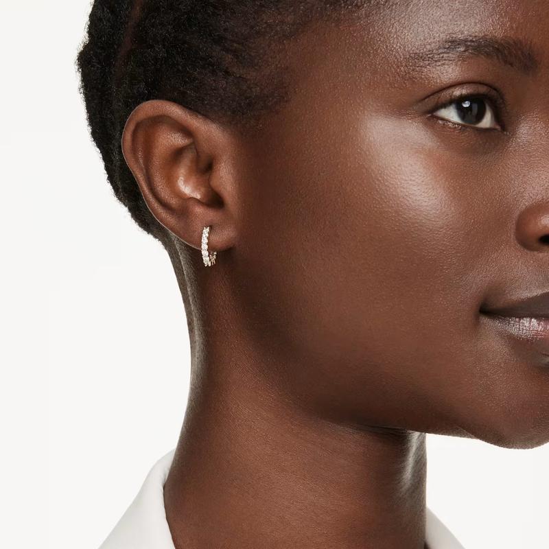 Swarovski Matrix Vittore Round Cut White Gold-Plated Hoop Earrings