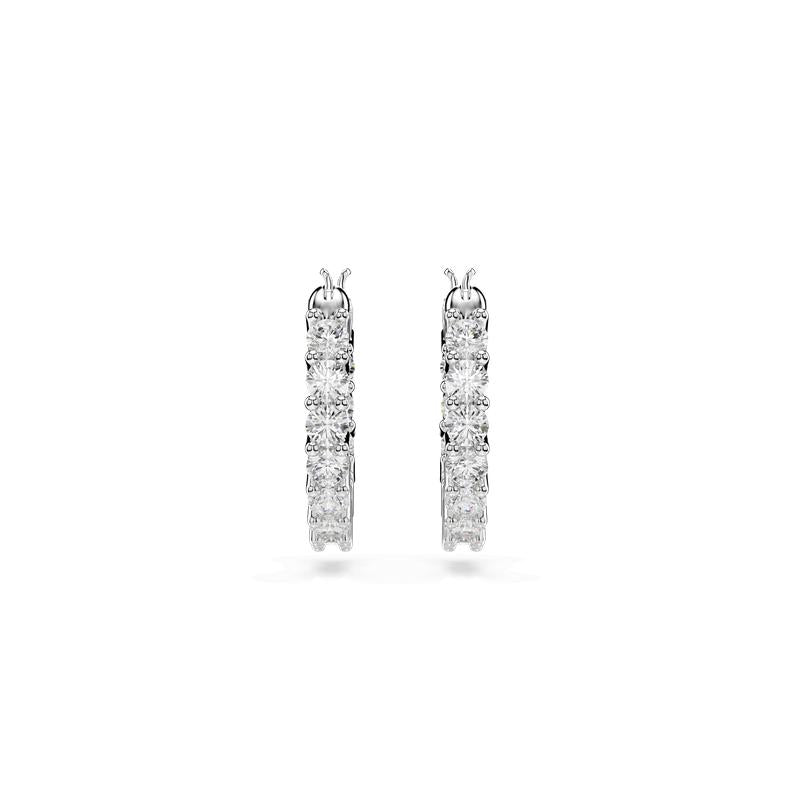Swarovski Matrix Vittore Round Cut White Rhodium Plated Hoop Earrings