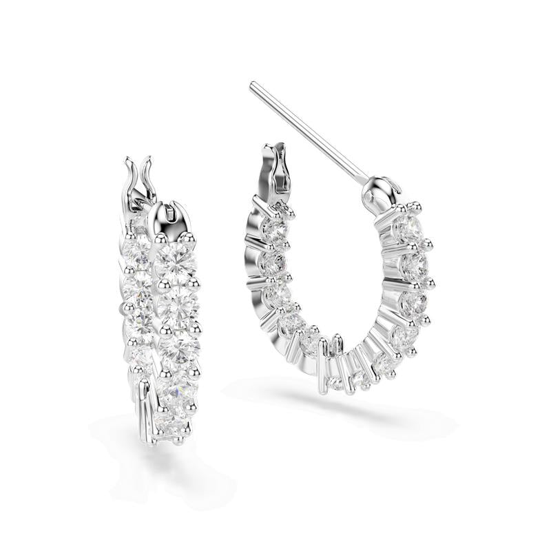 Swarovski Matrix Vittore Round Cut White Rhodium Plated Hoop Earrings