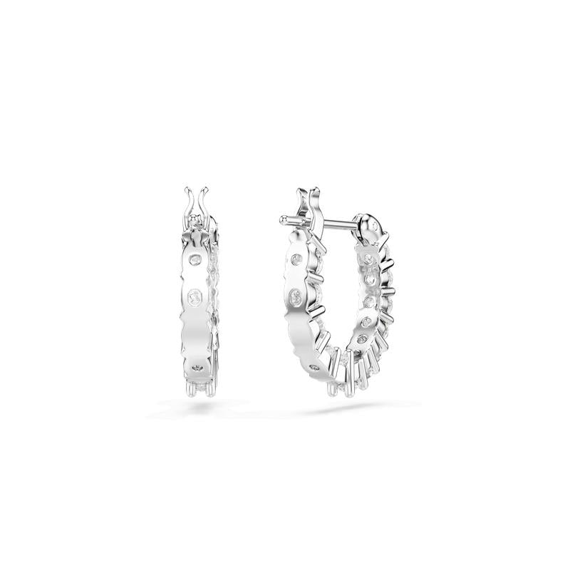 Swarovski Matrix Vittore Round Cut White Rhodium Plated Hoop Earrings