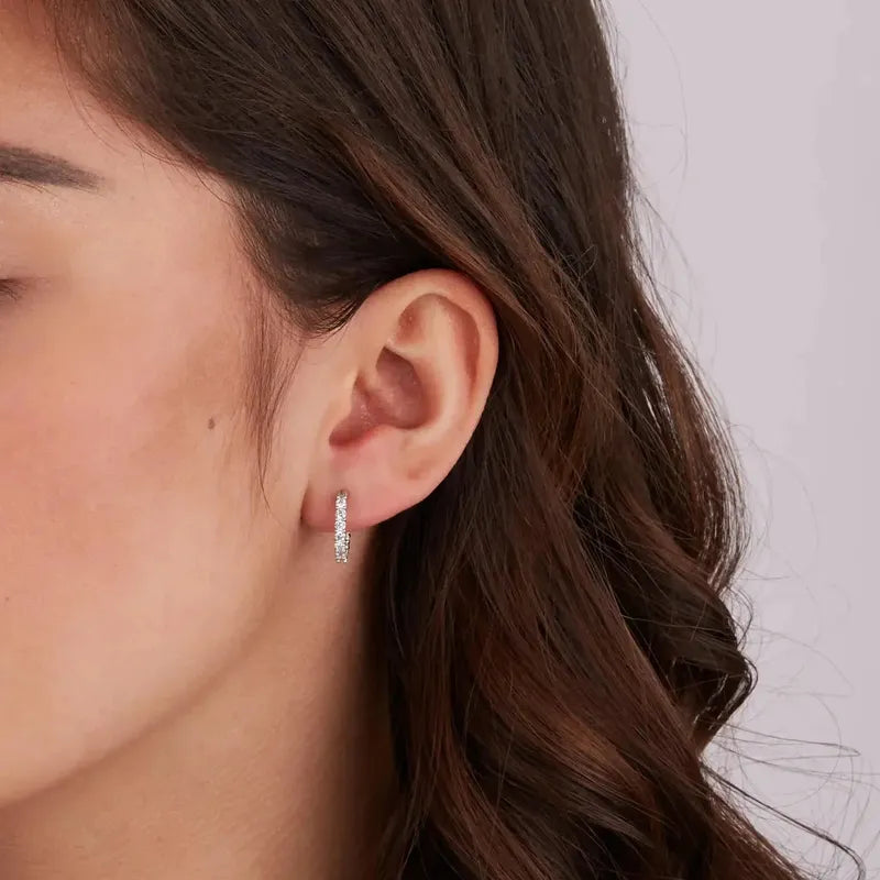 Swarovski Matrix Vittore Round Cut White Rhodium Plated Hoop Earrings