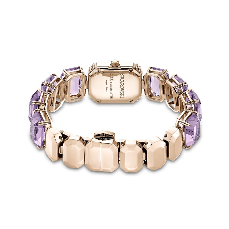 Swarovski Millenia Octagon Cut Bracelet Purple Champagne Gold-Tone Watch
