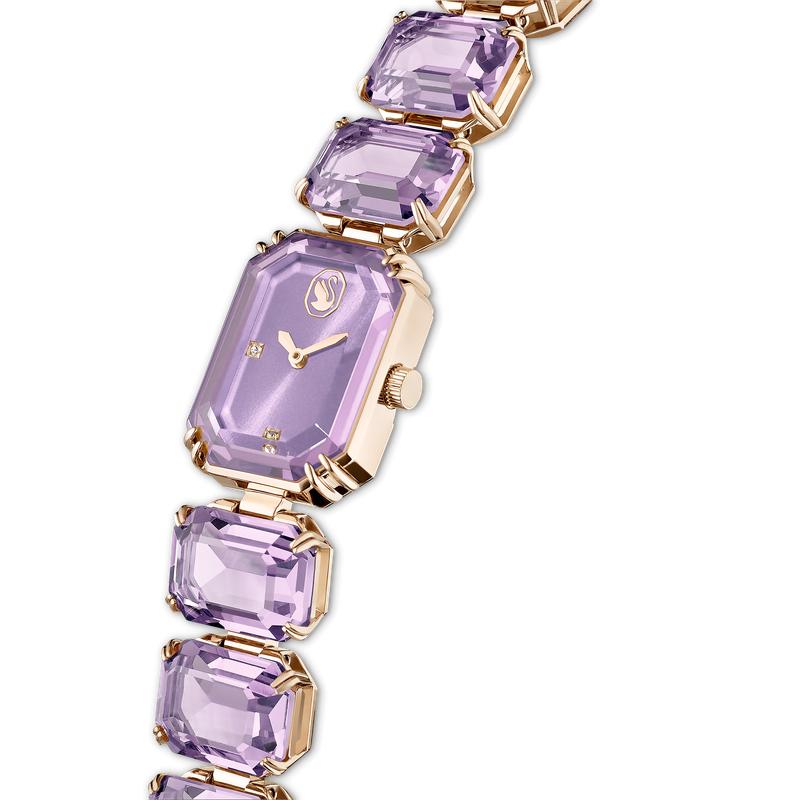 Swarovski Millenia Octagon Cut Bracelet Purple Champagne Gold-Tone Watch