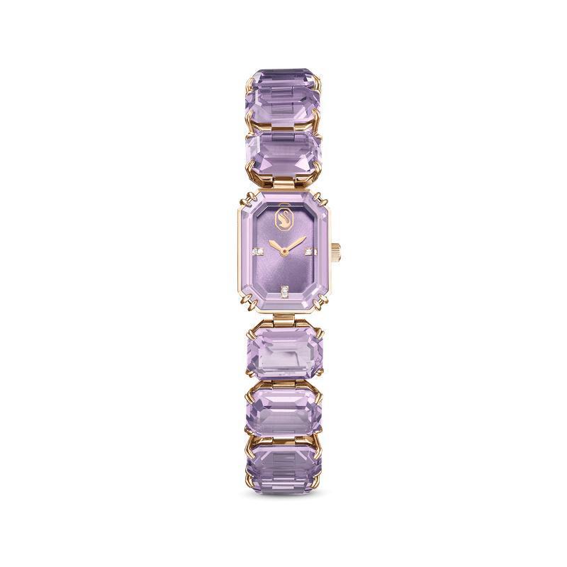 Swarovski Millenia Octagon Cut Bracelet Purple Champagne Gold-Tone Watch