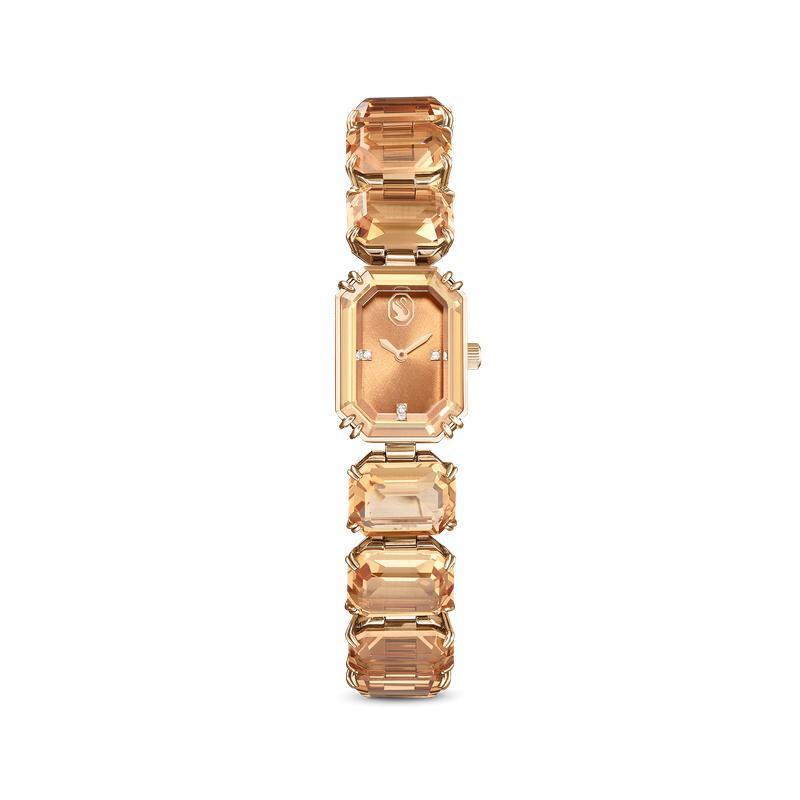 Swarovski Octagon Cut Bracelet Brown Champagne Gold Watch