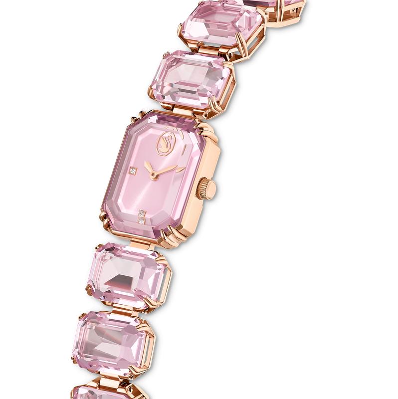 Swarovski Octagon Cut Bracelet Pink Rose Gold-Tone Watch