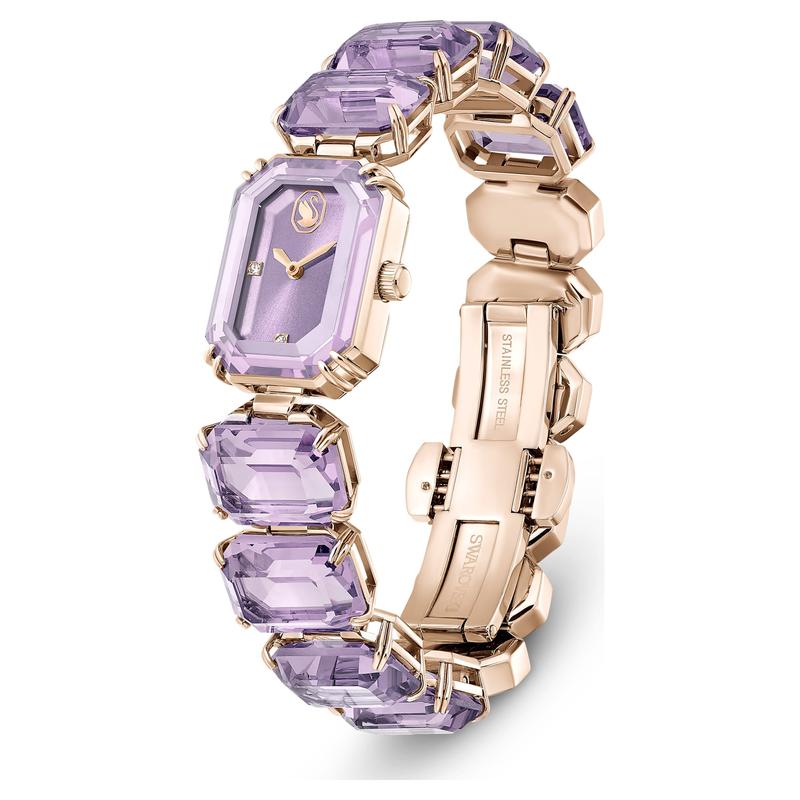 Swarovski Octagon Cut Bracelet Purple Champagne Gold-Tone Finish Watch