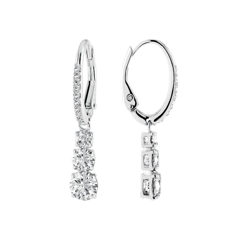 Swarovski Stilla Attract Round Cut White Rhodium Hoop Earrings