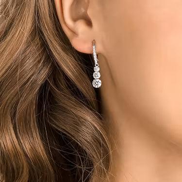 Swarovski Stilla Attract Round Cut White Rhodium Hoop Earrings