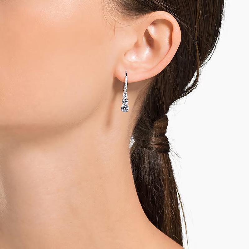 Swarovski Stilla Attract Round Cut White Rhodium Hoop Earrings