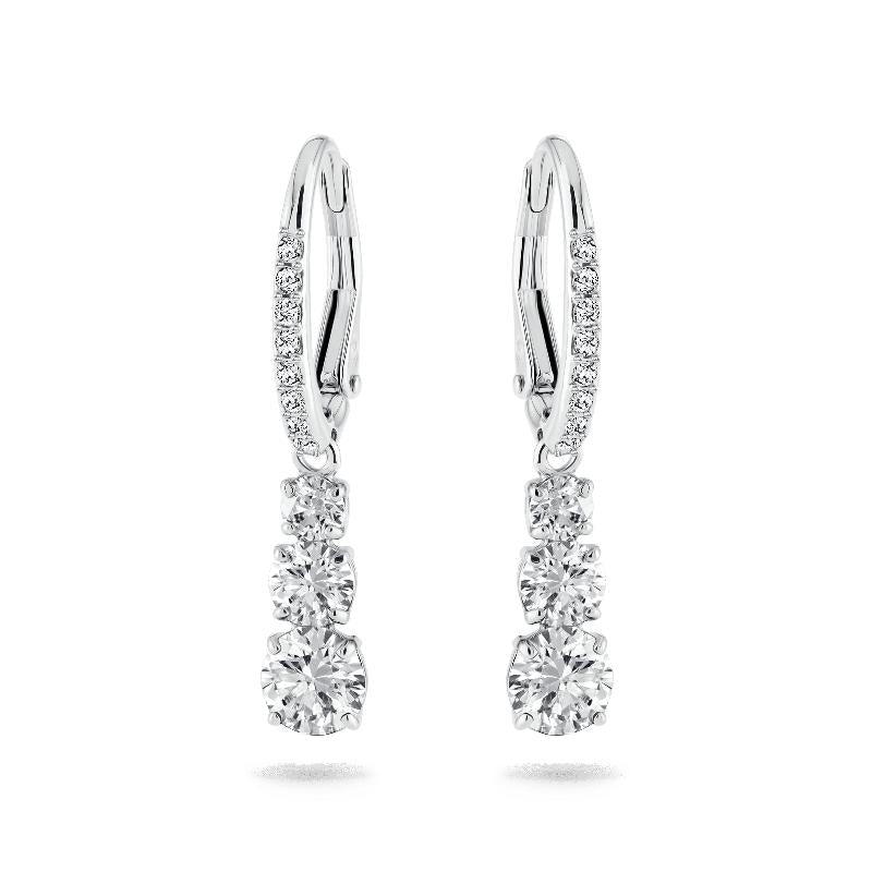 Swarovski Stilla Attract Round Cut White Rhodium Hoop Earrings