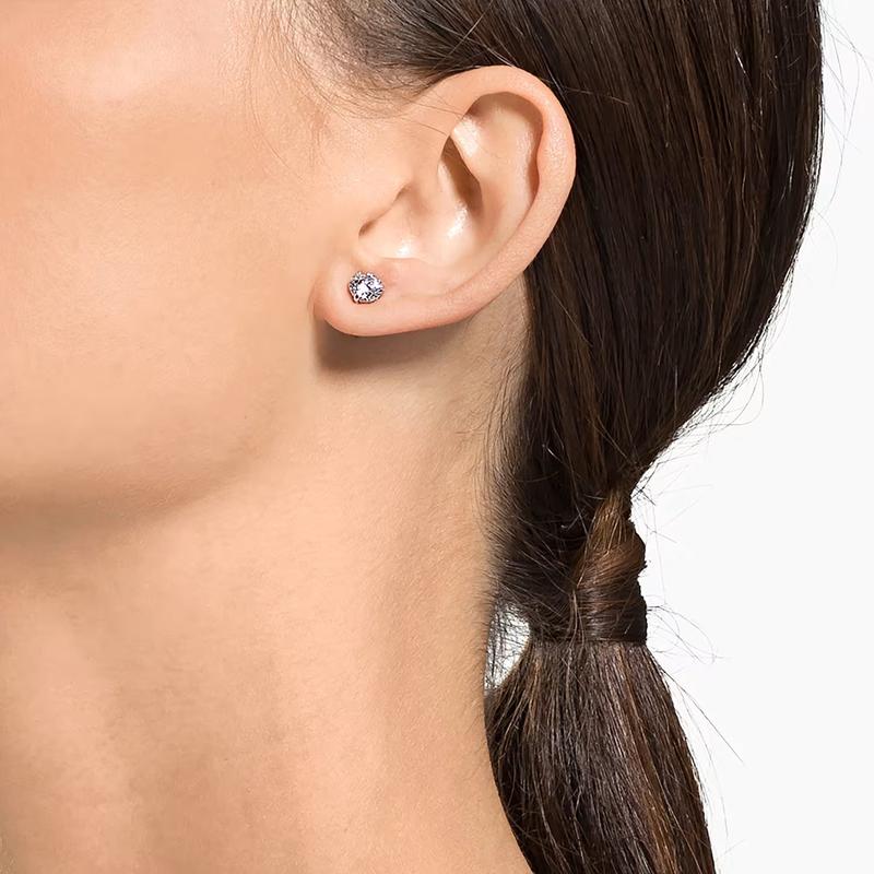 Swarovski Stilla Attract Round Cut White Rhodium Plated Stud Earrings