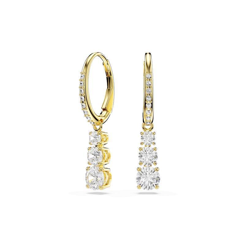 Swarovski Stilla Attract Round Cut Zirconia Gold Plated Hoop Earrings