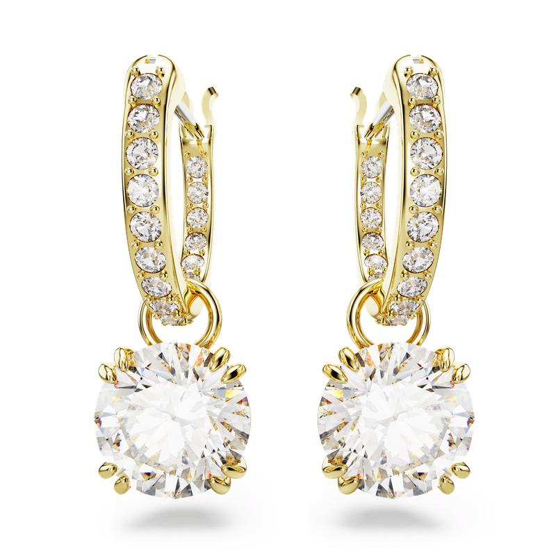 Swarovski Stilla Round Cut White Gold-Plated Drop Earrings
