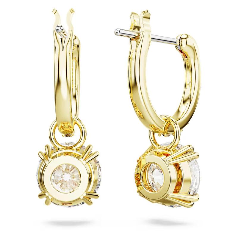 Swarovski Stilla Round Cut White Gold-Plated Drop Earrings