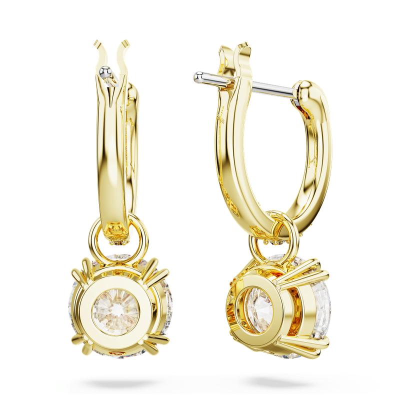Swarovski Stilla Round Cut White Gold-Plated Drop Earrings