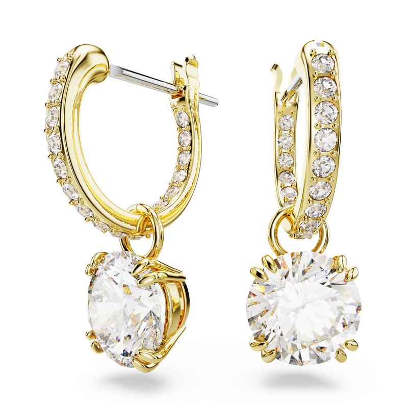 Swarovski Stilla Round Cut White Gold-Plated Drop Earrings