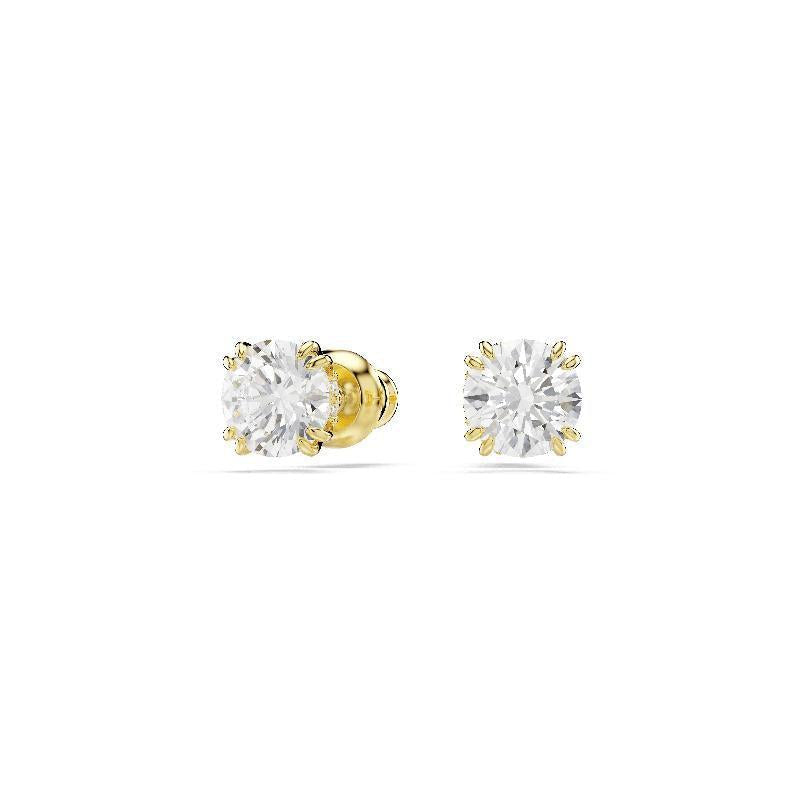 Swarovski Stilla Round Cut White Gold-Plated Stud Earrings