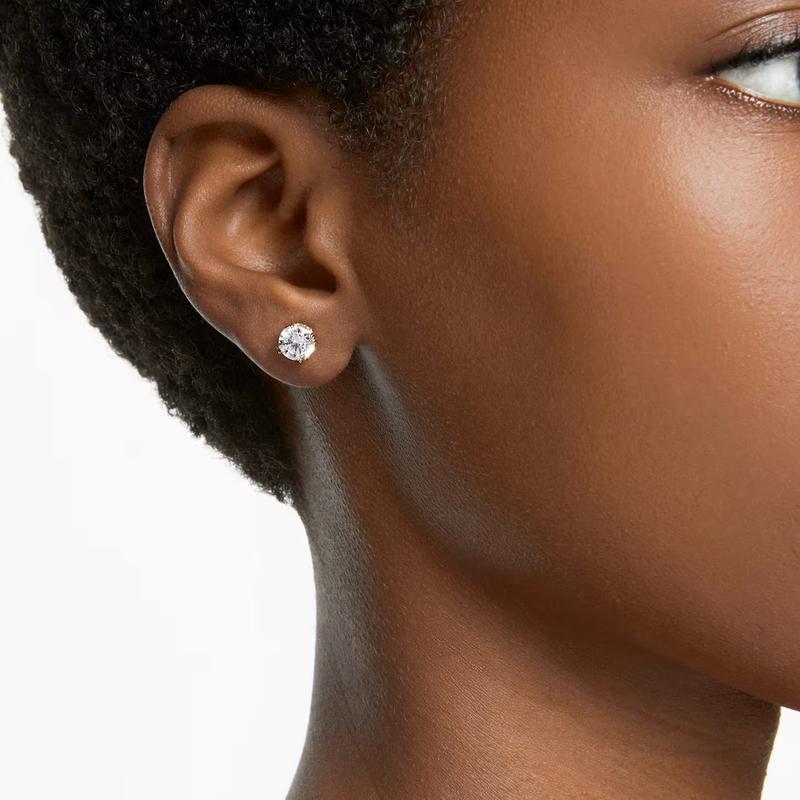 Swarovski Stilla Round Cut White Gold-Plated Stud Earrings