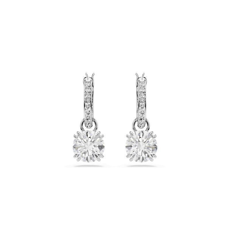Swarovski Stilla Round Cut White Rhodium Plated Drop Earrings