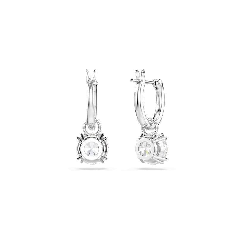 Swarovski Stilla Round Cut White Rhodium Plated Drop Earrings