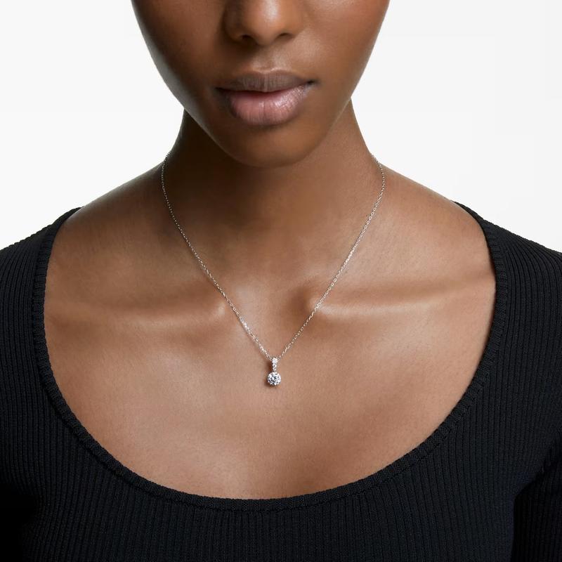 Swarovski Stilla Round Cut White Rhodium Plated Pendant