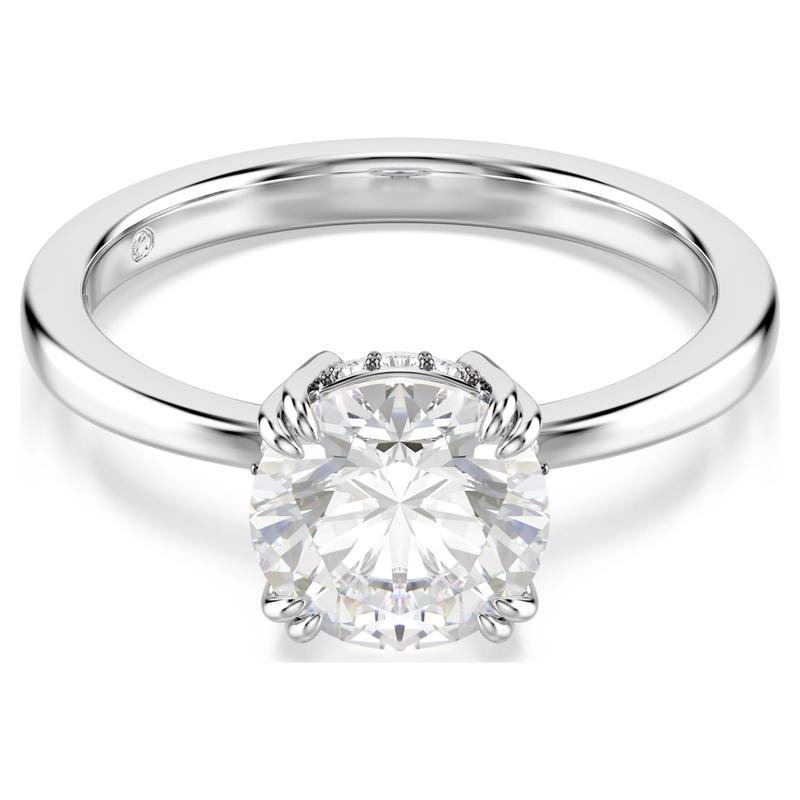 Swarovski Stilla Round Cut White Silver-Tone Finish Cocktail Ring