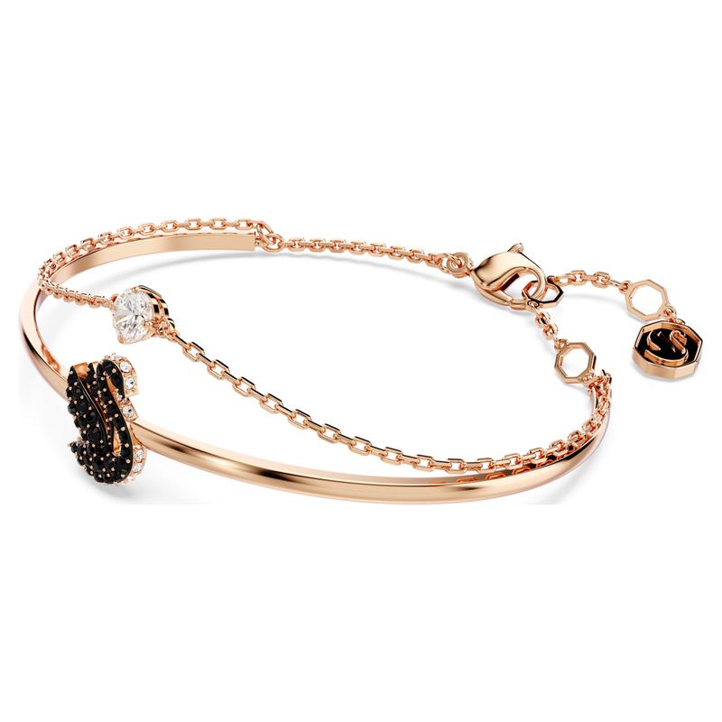 Swarovski Swan Black 18K Rose Gold Finish Bangle