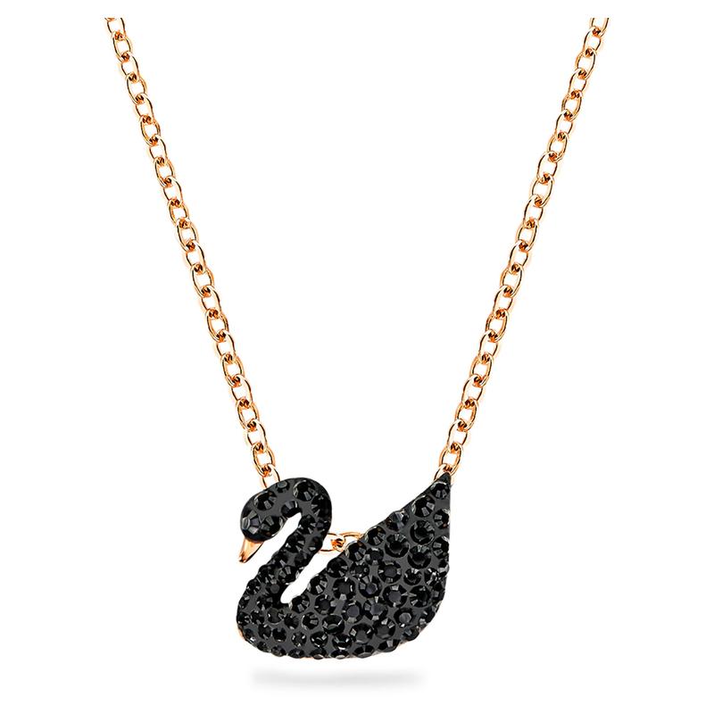 Swarovski Swan Black 18K Rose Gold Finish Pendant