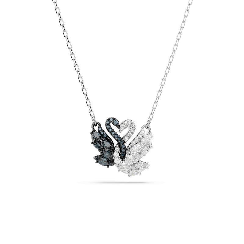 Swarovski Swan Black Mixed Metal Finish Pendant
