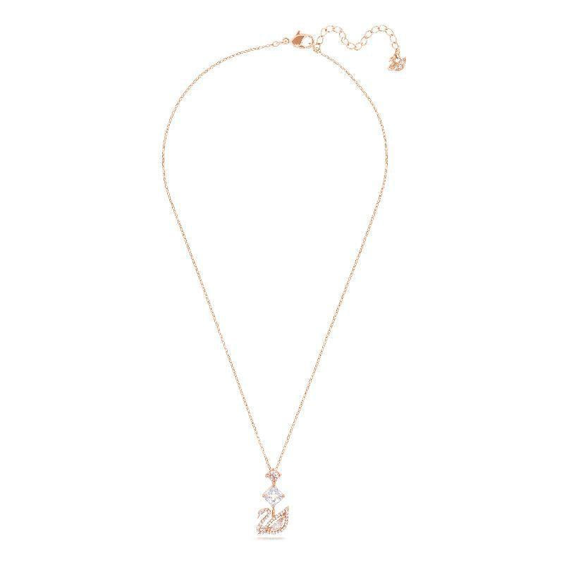 Swarovski Swan Crystal Motif Pink Rose Gold Plated Pendant